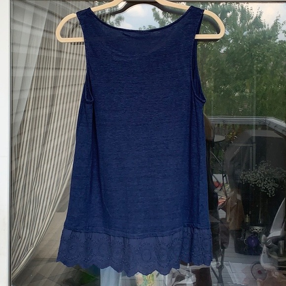 Shabby Chic Navy Eyelet Tank Top - Picture 3 of 4